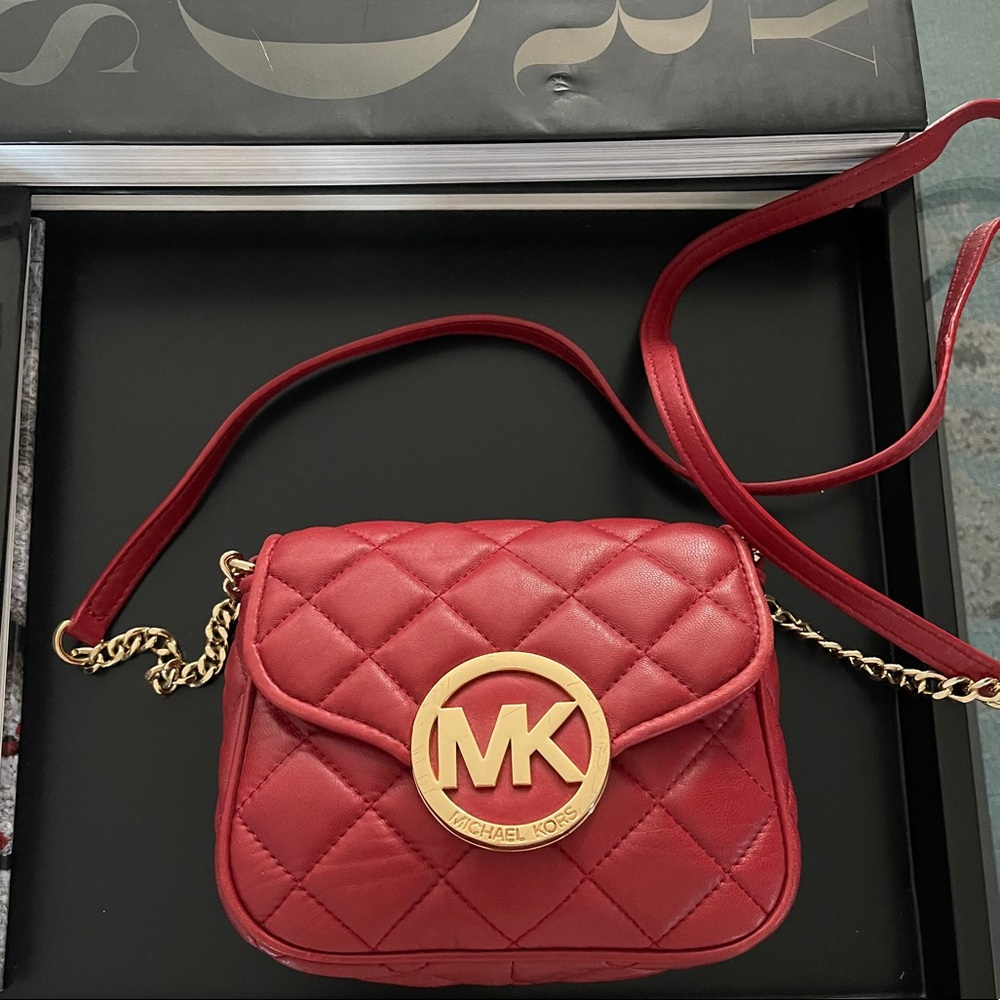 Michael Kors Red Leather Crossbody